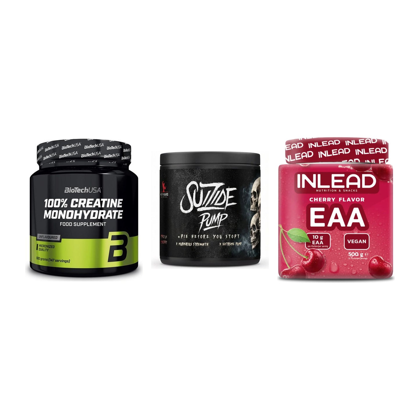 Kraft-Stack: BioTech Creatine + #GYMJUICE SUIZIDE + INLEAD EAA – alle enthaltenen Artikel