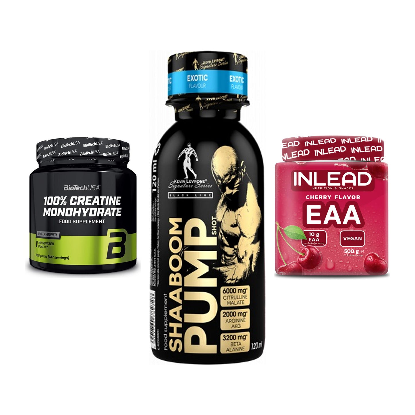 Kraft-Stack: BioTech Creatine + Kevin Levrone + INLEAD EAA – alle enthaltenen Artikel