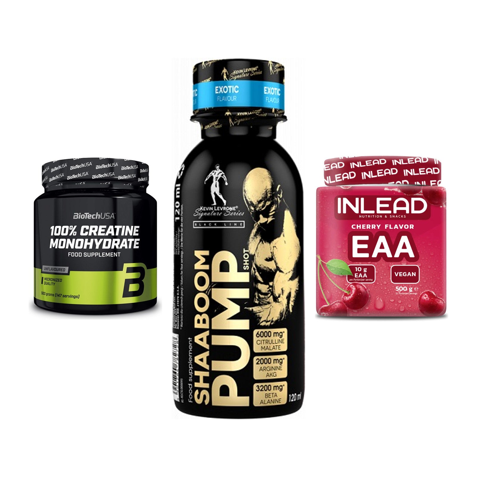 Kraft-Stack: BioTech Creatine + Kevin Levrone + INLEAD EAA – alle enthaltenen Artikel