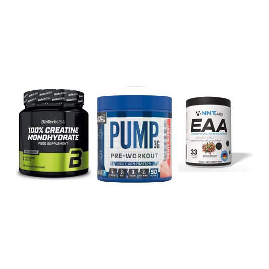 Kraft-Stack: BioTech Creatine + Applied Nutrition + NNT EAA – alle enthaltenen Artikel