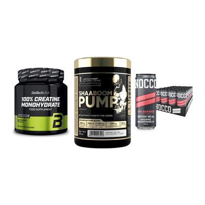 Kraft-Stack: BioTech Creatine + Kevin Levrone + Nocco BCAA Drink – alle enthaltenen Artikel