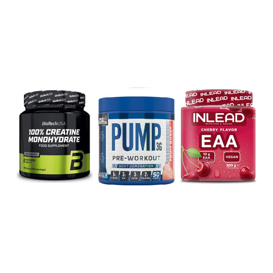 Kraft-Stack: BioTech Creatine + Applied Nutrition + INLEAD EAA – alle enthaltenen Artikel
