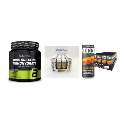 Kraft-Stack: BioTech Creatine + NNT Extreme + Nocco BCAA Drink – alle enthaltenen Artikel