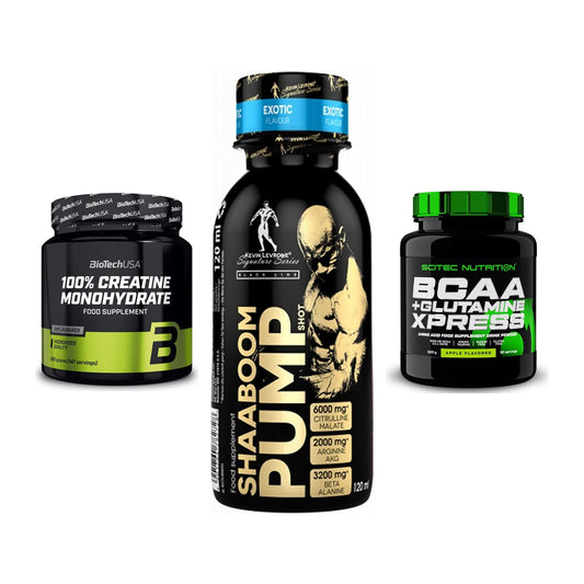 Kraft-Stack: BioTech Creatine + Kevin Levrone + Scitec BCAA – alle enthaltenen Artikel