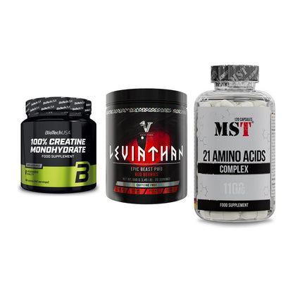 Kraft-Stack: BioTech Creatine + Viking Power + MST 21 Amino – alle enthaltenen Artikel