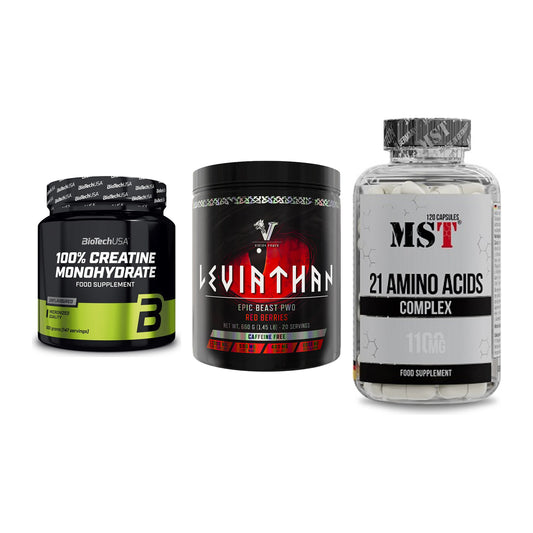 Kraft-Stack: BioTech Creatine + Viking Power + MST 21 Amino – alle enthaltenen Artikel