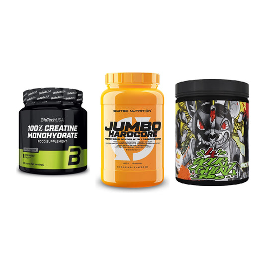 Kraft-Stack: BioTech Creatine + Scitec Jumbo + BPS-Pharma EAA´s – alle enthaltenen Artikel