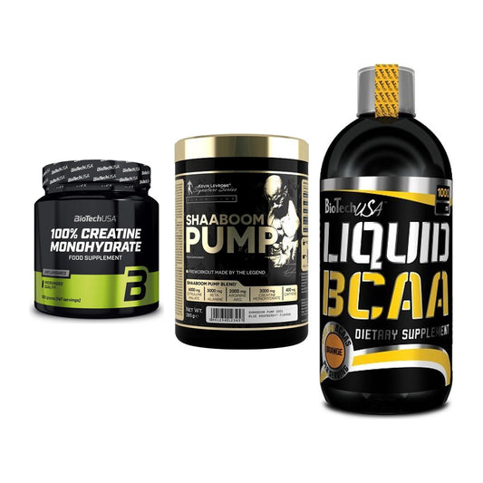 Kraft-Stack: BioTech Creatine + Kevin Levrone + BioTech Liquid – alle enthaltenen Artikel