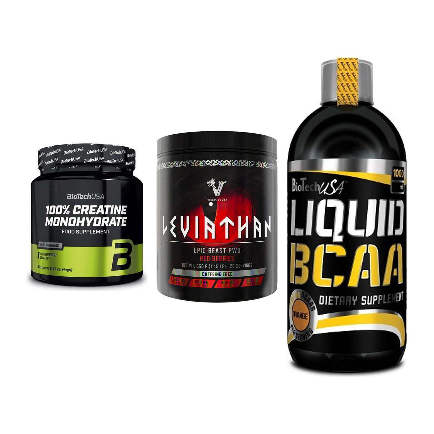 Kraft-Stack: BioTech Creatine + Viking Power + BioTech Liquid – alle enthaltenen Artikel