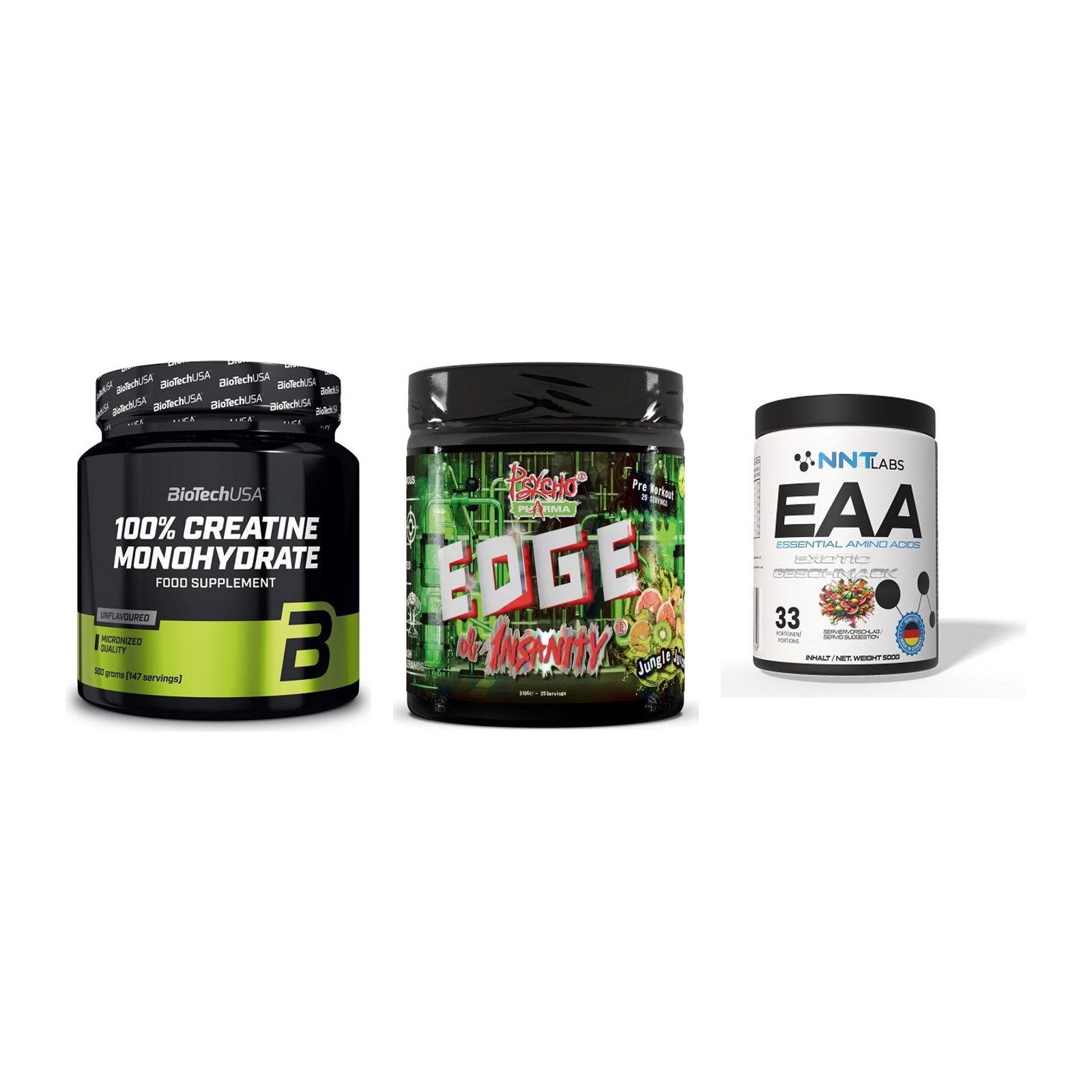 Kraft-Stack: BioTech Creatine + Psycho Pharma + NNT EAA – alle enthaltenen Artikel