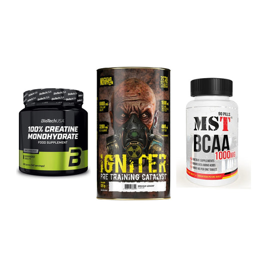 Kraft-Stack: BioTech Creatine + Nuclear Nutrition + MST BCAA 1000 (90 – alle enthaltenen Artikel