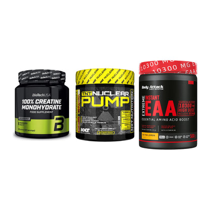 Kraft-Stack: BioTech Creatine + NXT Nutrition TNT + Body Attack – alle enthaltenen Artikel