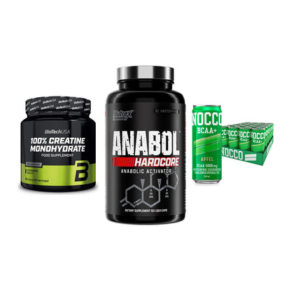 Kraft-Stack: BioTech Creatine + Nutrex Anabol + Nocco BCAA Drink – alle enthaltenen Artikel