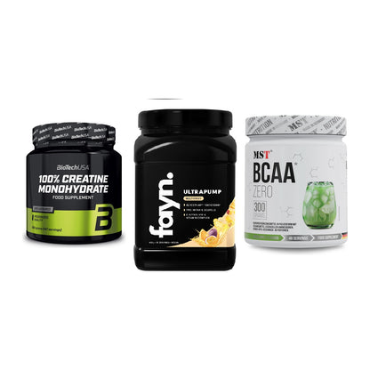 Kraft-Stack: BioTech Creatine + Fayn. Ultrapump + MST BCAA Zero – alle enthaltenen Artikel