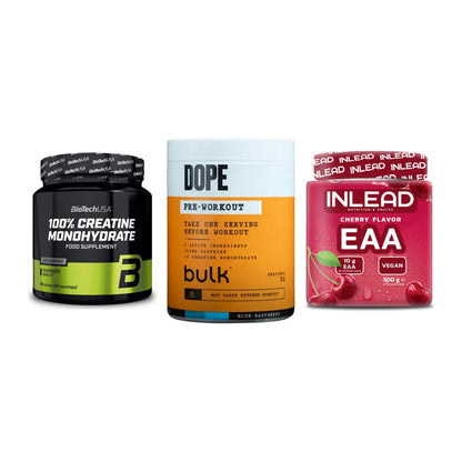 Kraft-Stack: BioTech Creatine + Bulk Dope + INLEAD EAA – alle enthaltenen Artikel