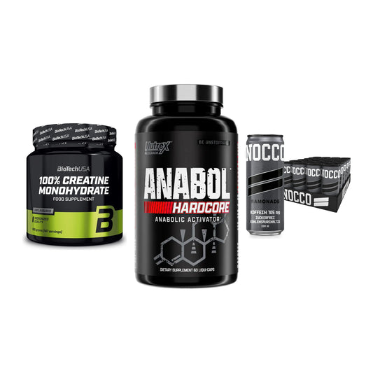 Kraft-Stack: BioTech Creatine + Nutrex Anabol + Nocco BCAA Drink – alle enthaltenen Artikel