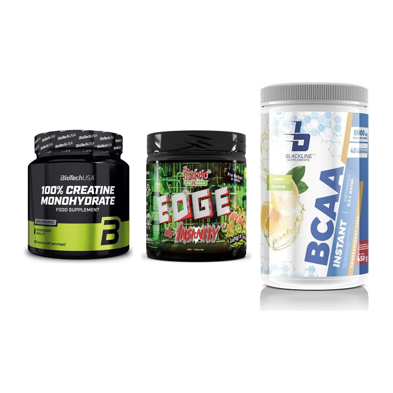 Kraft-Stack: BioTech Creatine + Psycho Pharma + Blackline – alle enthaltenen Artikel