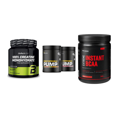 Kraft-Stack: BioTech Creatine + Dedicated + Body Attack – alle enthaltenen Artikel