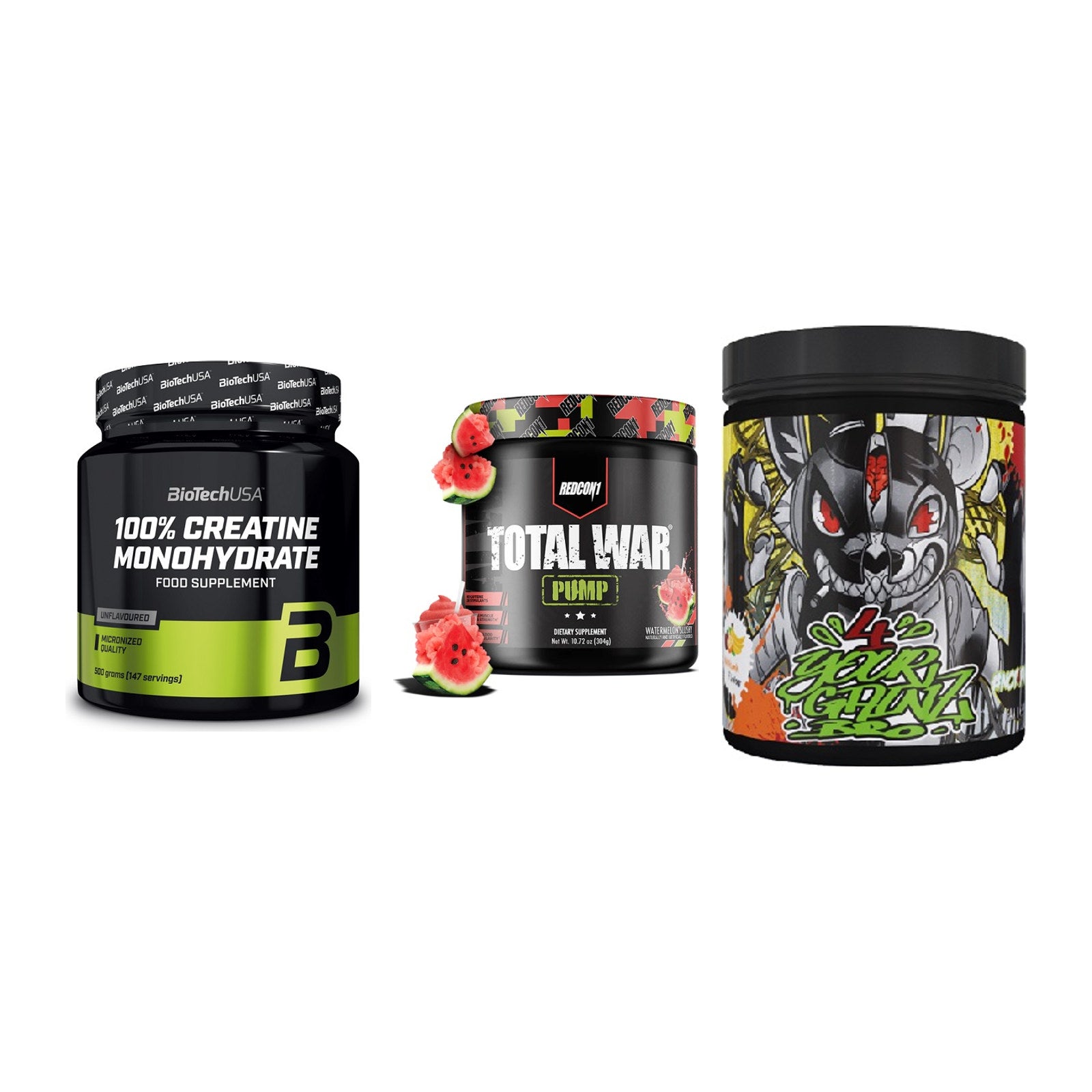 Kraft-Stack: BioTech Creatine + Redcon1 Total War + BPS-Pharma EAA´s – alle enthaltenen Artikel