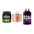 Kraft-Stack: BioTech Creatine + RAW Nutrition + Scitec BCAA 6400 – alle enthaltenen Artikel