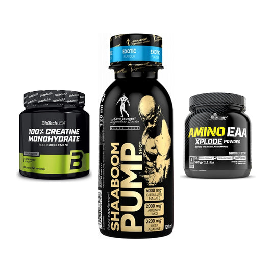 Kraft-Stack: BioTech Creatine + Kevin Levrone + Olimp Amino EAA – alle enthaltenen Artikel