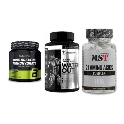 Kraft-Stack: BioTech Creatine + Kevin Levrone + MST 21 Amino – alle enthaltenen Artikel