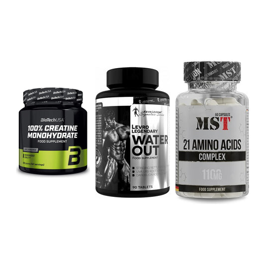 Kraft-Stack: BioTech Creatine + Kevin Levrone + MST 21 Amino – alle enthaltenen Artikel