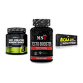 Kraft-Stack: BioTech Creatine + MST Testo Booster + Olimp BCAA Mega – alle enthaltenen Artikel
