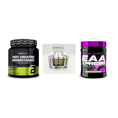 Kraft-Stack: BioTech Creatine + NNT Extreme + Scitec EAA Xpress – alle enthaltenen Artikel