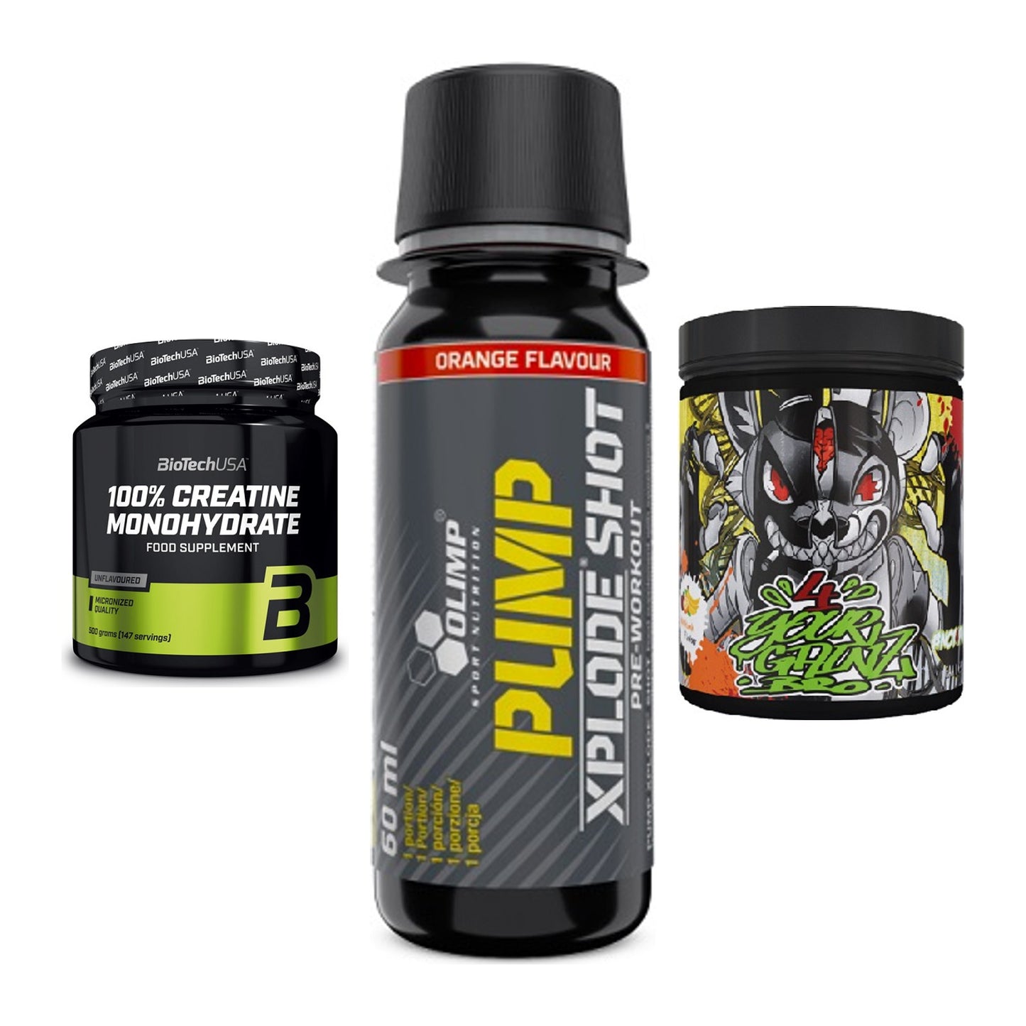 Kraft-Stack: BioTech Creatine + Olimp Pump Xplode + BPS-Pharma EAA´s – alle enthaltenen Artikel