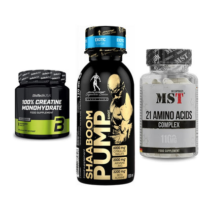 Kraft-Stack: BioTech Creatine + Kevin Levrone + MST 21 Amino – alle enthaltenen Artikel
