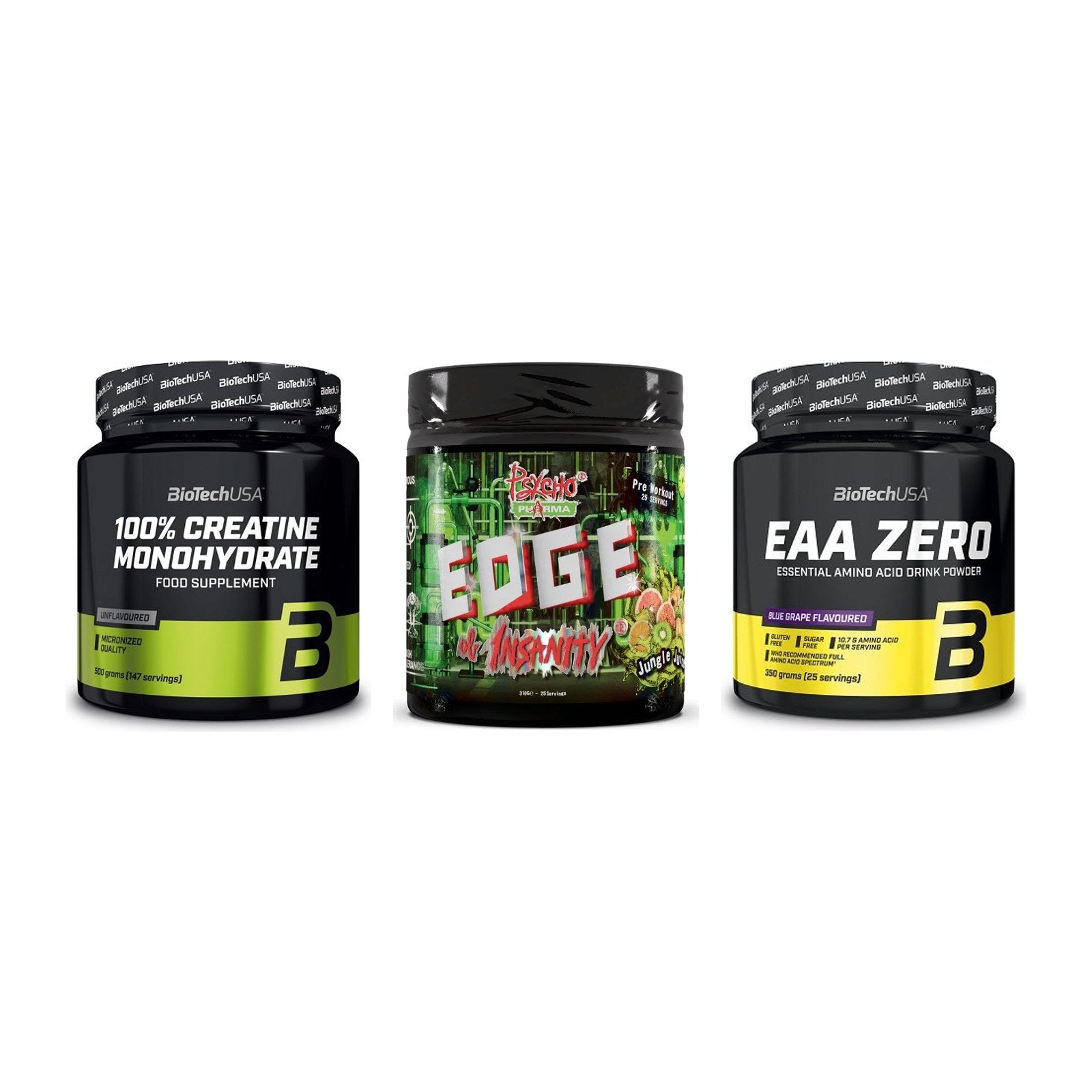 Kraft-Stack: BioTech Creatine + Psycho Pharma + BioTech EAA Zero – alle enthaltenen Artikel