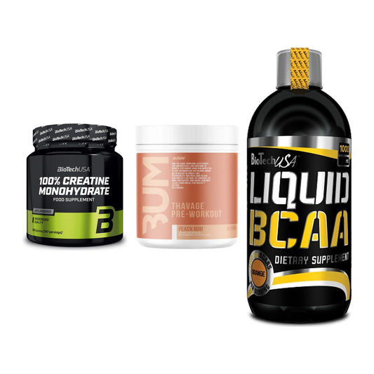 Kraft-Stack: BioTech Creatine + RAW Nutrition + BioTech Liquid – alle enthaltenen Artikel