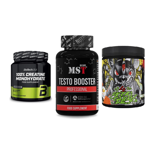 Kraft-Stack: BioTech Creatine + MST Testo Booster + BPS-Pharma EAA´s – alle enthaltenen Artikel