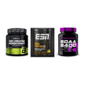 Kraft-Stack: BioTech Creatine + ESN Crank Pump + Scitec BCAA 6400 – alle enthaltenen Artikel