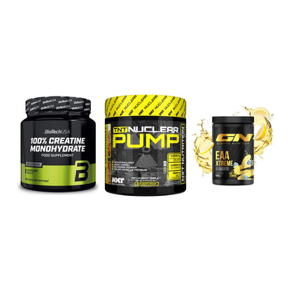 Kraft-Stack: BioTech Creatine + NXT Nutrition TNT + GN EAA Xtreme – alle enthaltenen Artikel