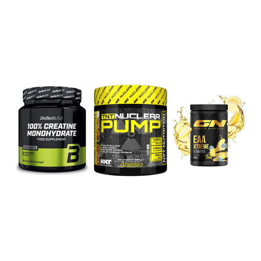 Kraft-Stack: BioTech Creatine + NXT Nutrition TNT + GN EAA Xtreme – alle enthaltenen Artikel