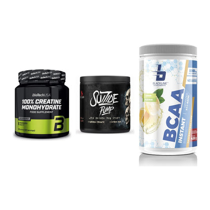 Kraft-Stack: BioTech Creatine + #GYMJUICE SUIZIDE + Blackline – alle enthaltenen Artikel