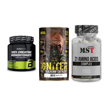 Kraft-Stack: BioTech Creatine + Nuclear Nutrition + MST 21 Amino – alle enthaltenen Artikel