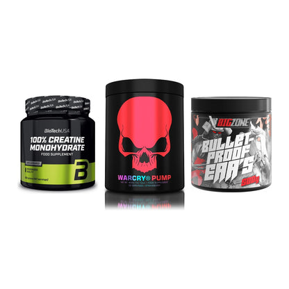 Kraft-Stack: BioTech Creatine + Genius Nutrition + Big Zone Bulletpr – alle enthaltenen Artikel