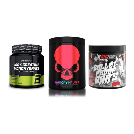 Kraft-Stack: BioTech Creatine + Genius Nutrition + Big Zone Bulletpr – alle enthaltenen Artikel