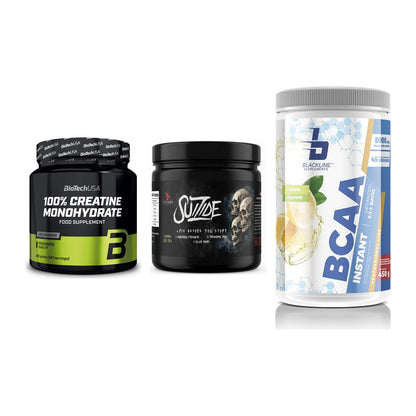 Kraft-Stack: BioTech Creatine + #GYMJUICE SUIZIDE + Blackline – alle enthaltenen Artikel