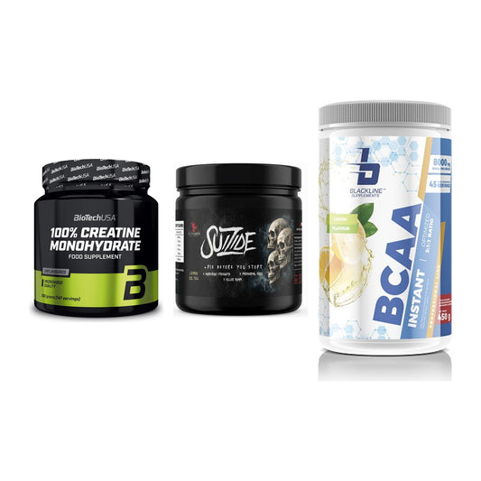 Kraft-Stack: BioTech Creatine + #GYMJUICE SUIZIDE + Blackline – alle enthaltenen Artikel
