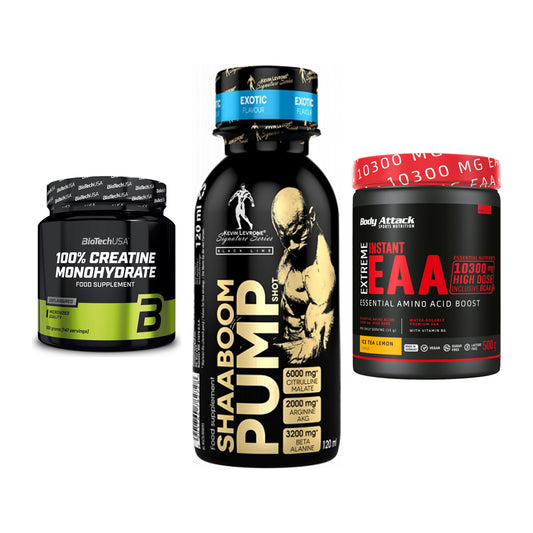 Kraft-Stack: BioTech Creatine + Kevin Levrone + Body Attack – alle enthaltenen Artikel