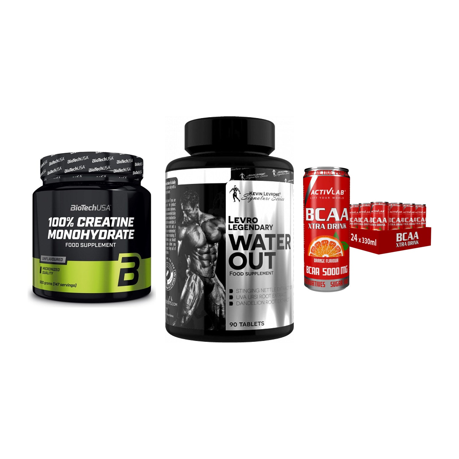 Kraft-Stack: BioTech Creatine + Kevin Levrone + Activlab BCAA – alle enthaltenen Artikel