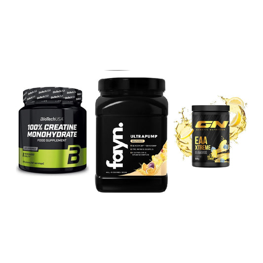 Kraft-Stack: BioTech Creatine + Fayn. Ultrapump + GN EAA Xtreme – alle enthaltenen Artikel