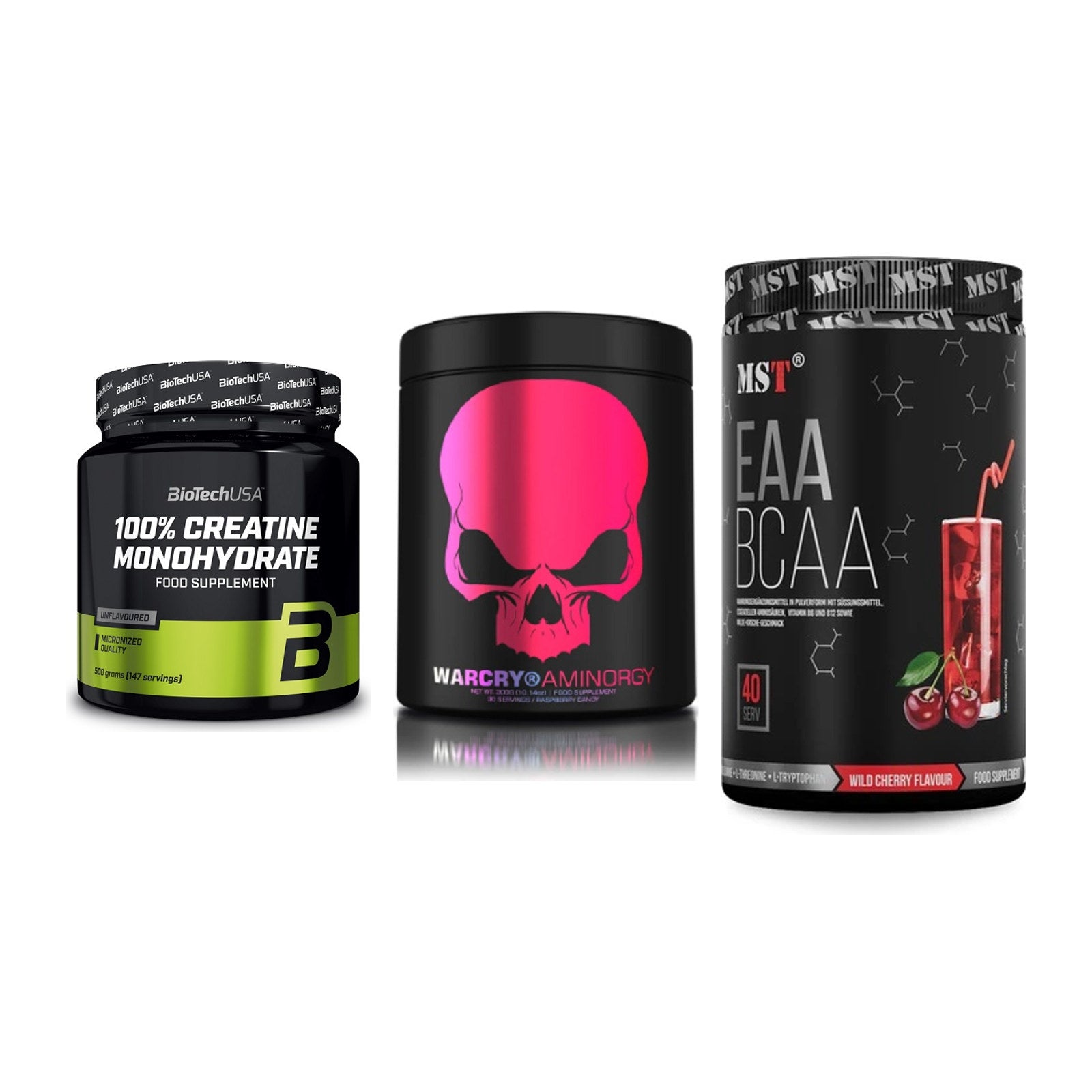 Kraft-Stack: BioTech Creatine + Genius Nutrition + MST EAA & BCAA – alle enthaltenen Artikel