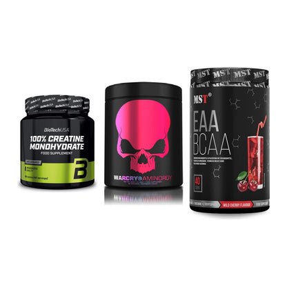 Kraft-Stack: BioTech Creatine + Genius Nutrition + MST EAA & BCAA – alle enthaltenen Artikel