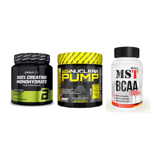 Kraft-Stack: BioTech Creatine + NXT Nutrition TNT + MST BCAA 1000 (90 – alle enthaltenen Artikel