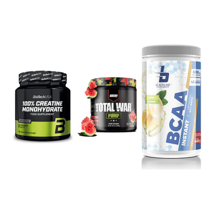 Kraft-Stack: BioTech Creatine + Redcon1 Total War + Blackline – alle enthaltenen Artikel